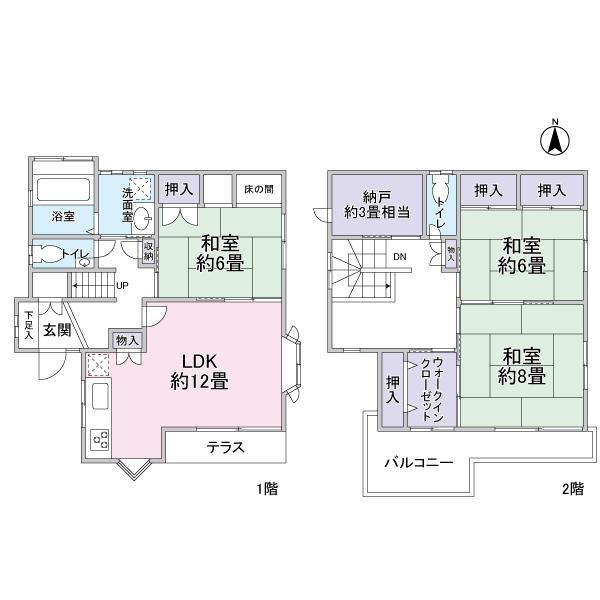 Floor plan. 52,600,000 yen, 3LDK, Land area 107.3 sq m , Building area 104.11 sq m each room 6 tatami mats or more