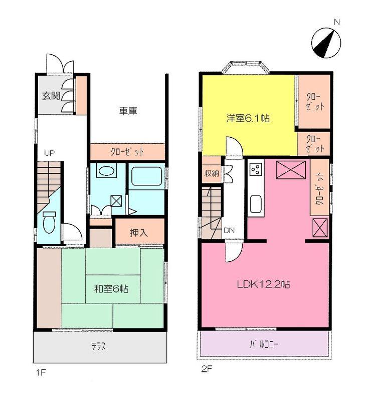 Floor plan. 32,800,000 yen, 2LDK, Land area 61.32 sq m , Building area 74.52 sq m Oizumigakuen Detached