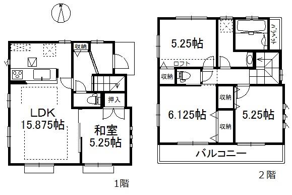 Floor plan. 51,800,000 yen, 4LDK, Land area 89.75 sq m , Building area 89.02 sq m