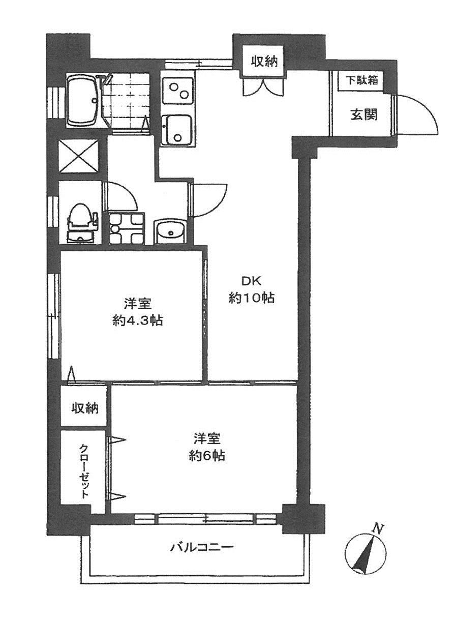 Floor plan. 1K, Price 18,800,000 yen, Occupied area 43.35 sq m , Balcony area 4.8 sq m our plan view (specifications can be changed)