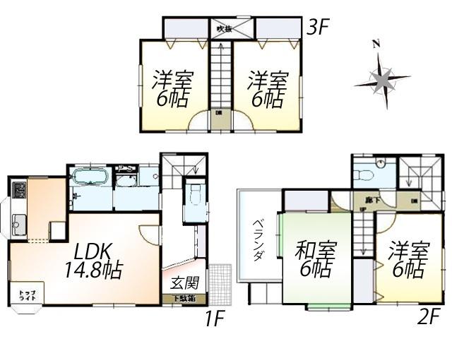 Floor plan. 38 million yen, 4LDK, Land area 103.73 sq m , Building area 102.46 sq m Nerima Doshida 3-chome Floor Plan