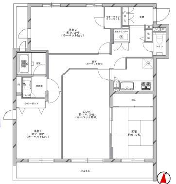 Floor plan. 3LDK, Price 38,800,000 yen, Occupied area 87.99 sq m , Balcony area 9.3 sq m