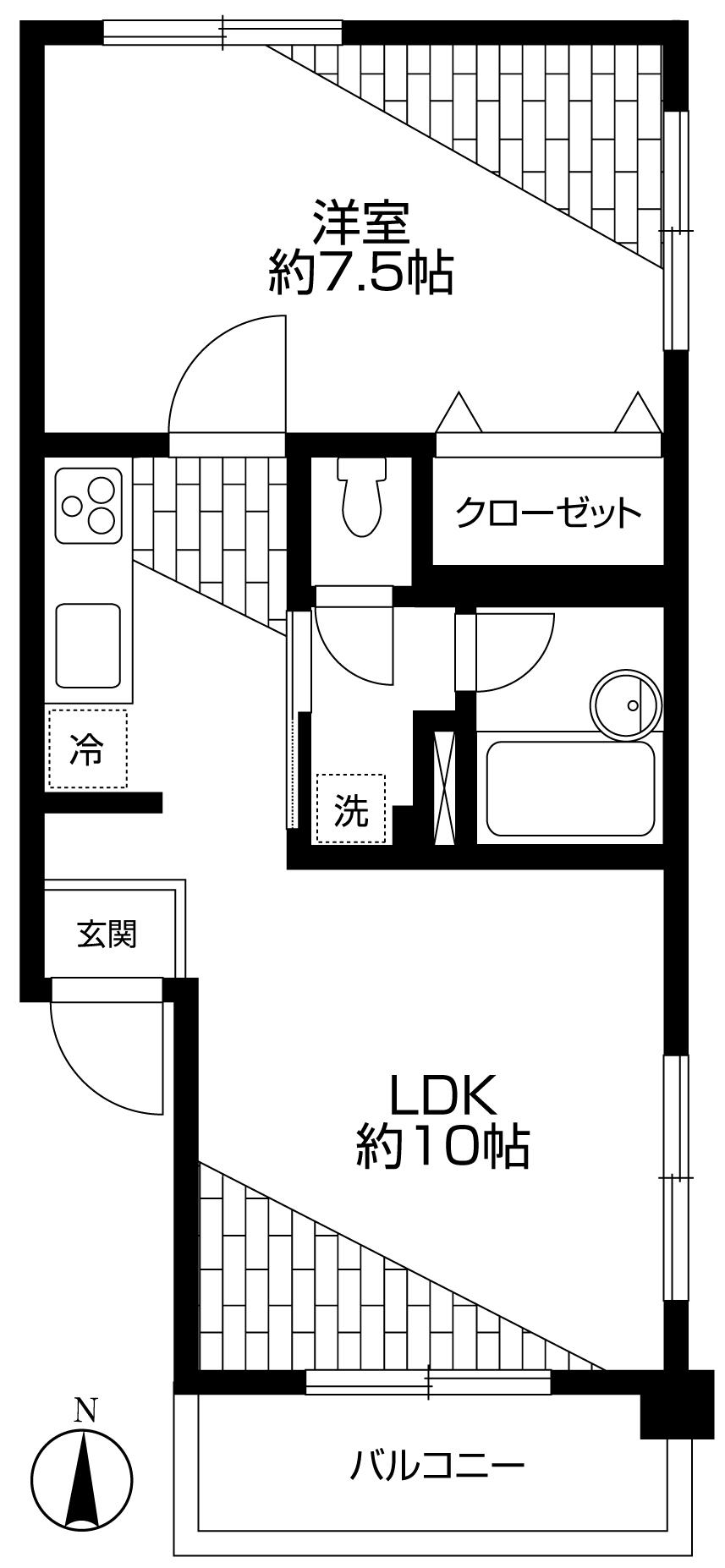 Floor plan. 1LDK, Price 11.8 million yen, Occupied area 39.01 sq m , Balcony area 3.4 sq m