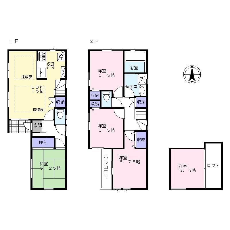 Floor plan. 48,700,000 yen, 4LDK, Land area 81.22 sq m , Building area 91.33 sq m