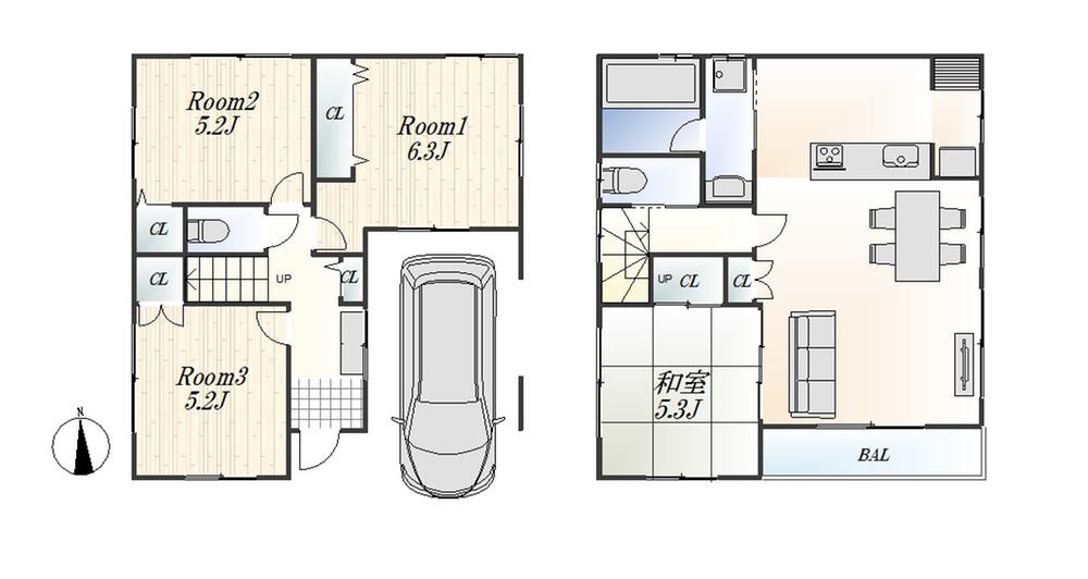 Floor plan. (B Building), Price 45,800,000 yen, 4LDK, Land area 67.3 sq m , Building area 96.11 sq m