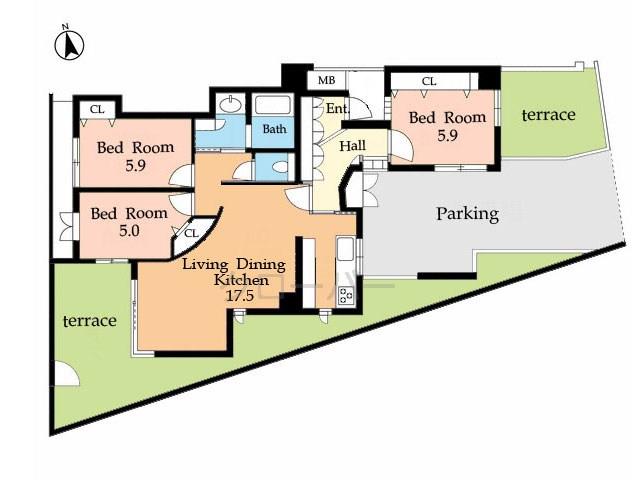 Floor plan. 3LDK, Price 41,800,000 yen, Occupied area 79.28 sq m