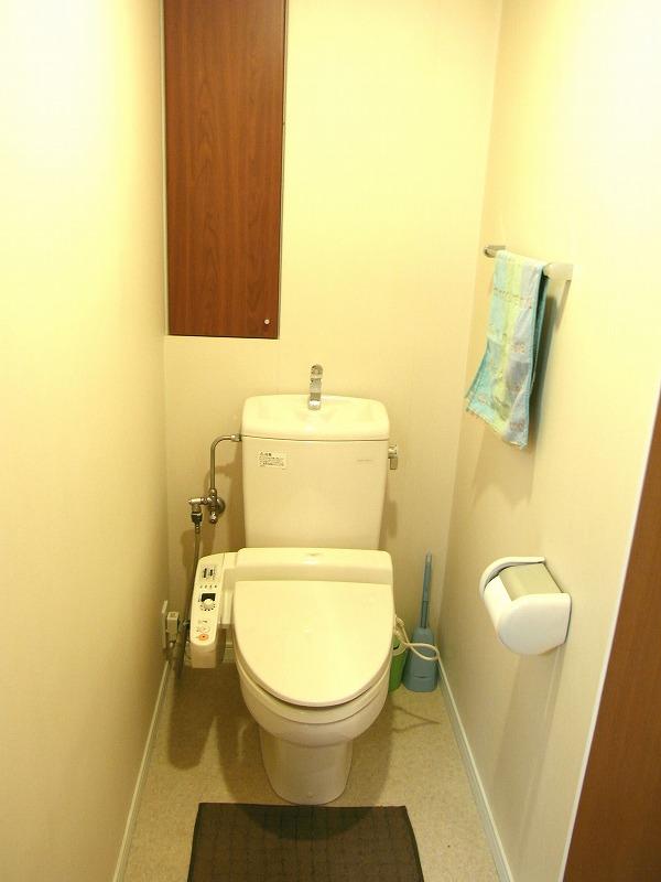 Toilet. Toilet storage is happy that with a door