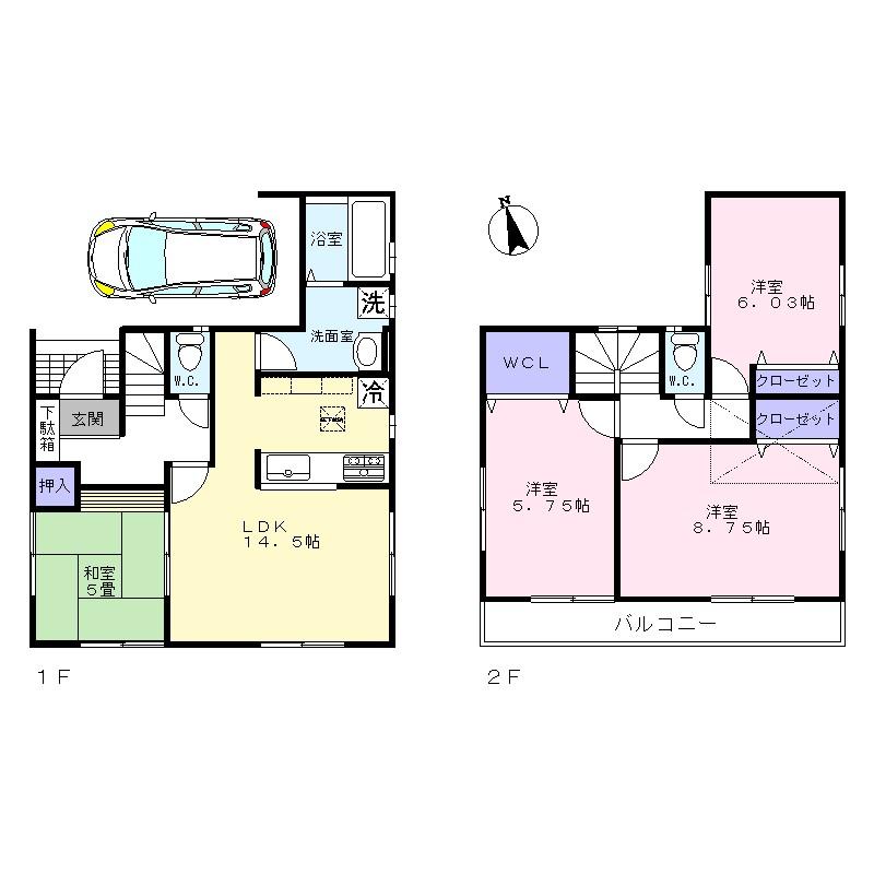 Floor plan. 51,800,000 yen, 4LDK, Land area 94.25 sq m , Building area 96.05 sq m