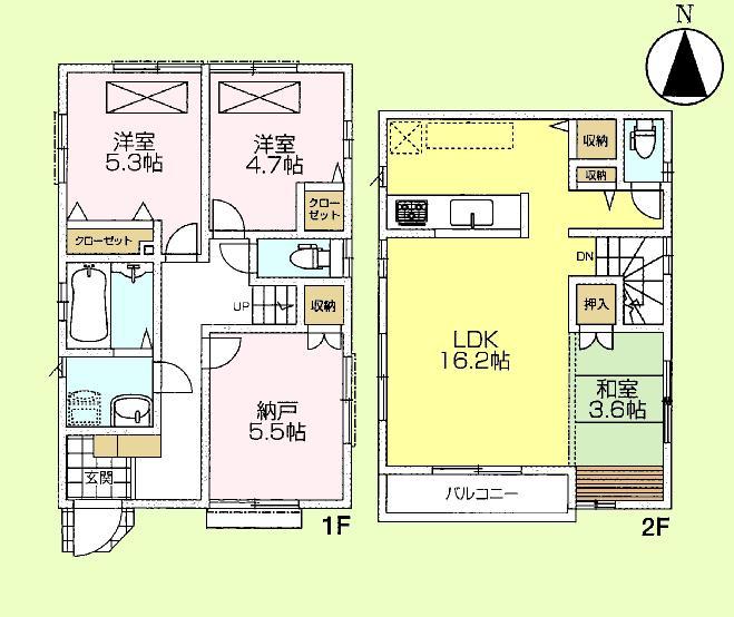 Floor plan. (1 Building), Price 51,800,000 yen, 3LDK+S, Land area 91.17 sq m , Building area 83.9 sq m