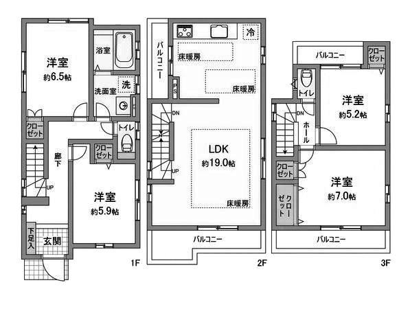 Floor plan. 56,800,000 yen, 4LDK, Land area 90.61 sq m , Building area 101.51 sq m