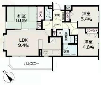 Floor plan. 3LDK, Price 22,900,000 yen, Footprint 65.1 sq m , Balcony area 7.67 sq m