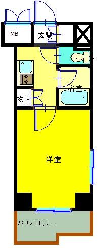 Floor plan. 1K, Price 12.9 million yen, Occupied area 20.25 sq m , Balcony area 3 sq m