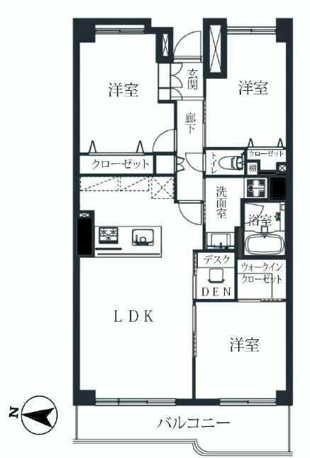 Floor plan. 3LDK, Price 37,800,000 yen, Occupied area 78.13 sq m , Balcony area 10.64 sq m