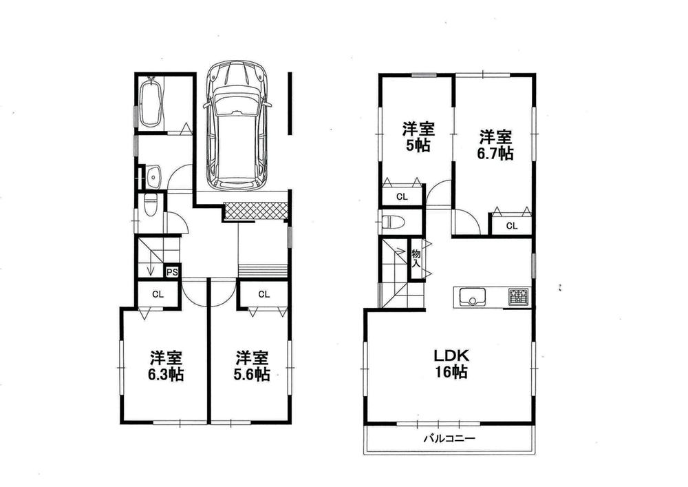 Floor plan. Price 54,800,000 yen, 4LDK, Land area 87.27 sq m , Building area 102.66 sq m