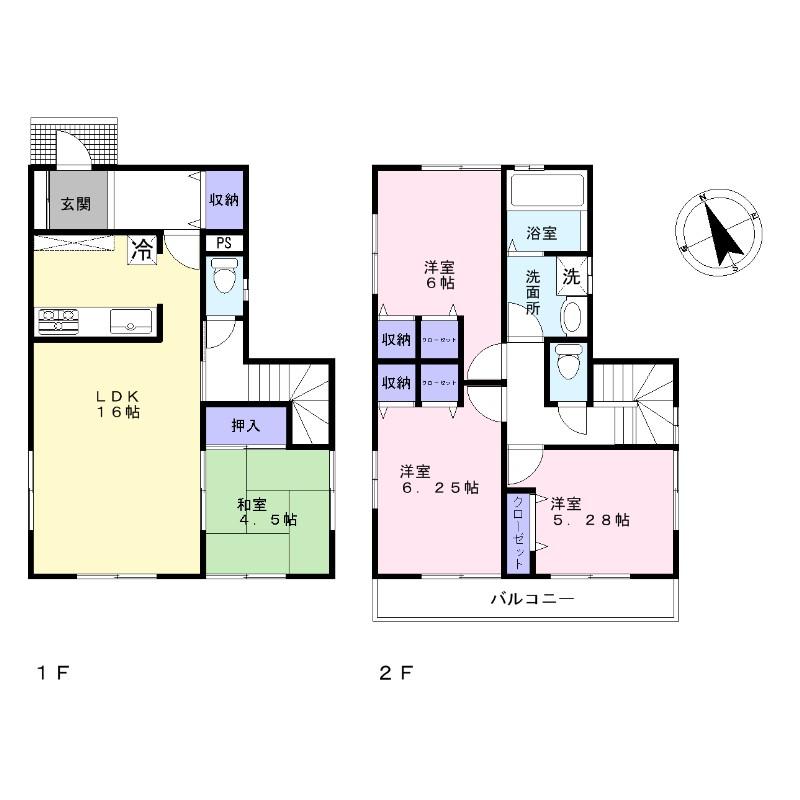 Floor plan. 43,800,000 yen, 4LDK, Land area 101.76 sq m , Building area 95.22 sq m