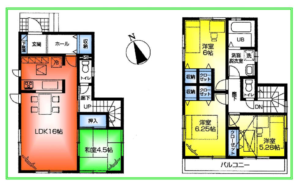 Floor plan. 43,800,000 yen, 4LDK, Land area 101.76 sq m , Building area 95.22 sq m