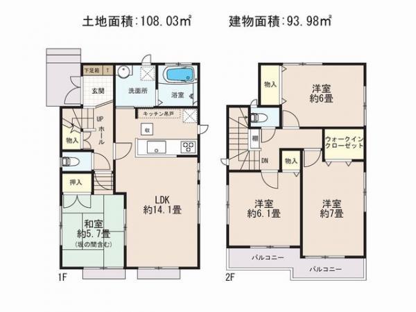 Floor plan. 47,800,000 yen, 4LDK, Land area 108.03 sq m , Building area 93.98 sq m