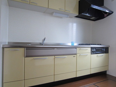 Kitchen. This large sink! With 3-neck grill stove ・ Cooking space also firmly