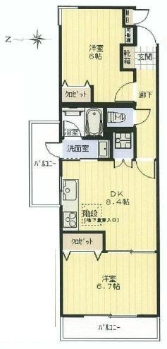 Floor plan. 2DK, Price 23.8 million yen, Occupied area 51.37 sq m , Balcony area 9.97 sq m