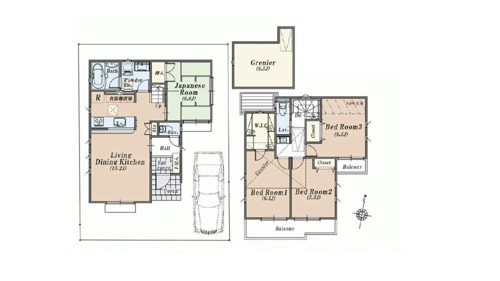 Floor plan. Price 61,800,000 yen, 4LDK+S, Land area 105.67 sq m , Building area 94.67 sq m