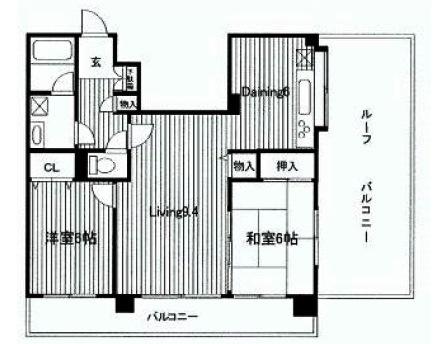 Floor plan. 2LDK, Price 32 million yen, Occupied area 61.08 sq m