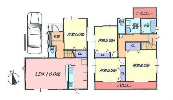 Floor plan. 41,800,000 yen, 4LDK, Land area 106.69 sq m , Building area 102.4 sq m