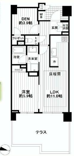 Floor plan. 1LDK+S, Price 27,800,000 yen, Occupied area 48.98 sq m , Balcony area 19.06 sq m