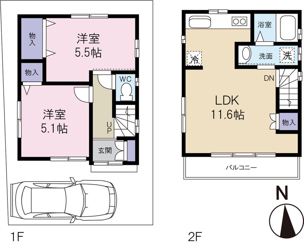 Floor plan. 29,800,000 yen, 2LDK, Land area 51.93 sq m , Building area 51.84 sq m