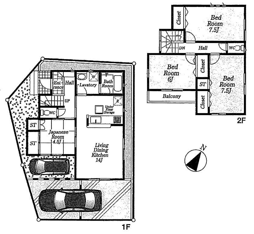 Floor plan. (1 Building), Price 49,800,000 yen, 4LDK, Land area 97.98 sq m , Building area 93.96 sq m