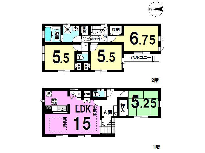 Floor plan. 48,700,000 yen, 4LDK, Land area 81.22 sq m , Building area 91.33 sq m