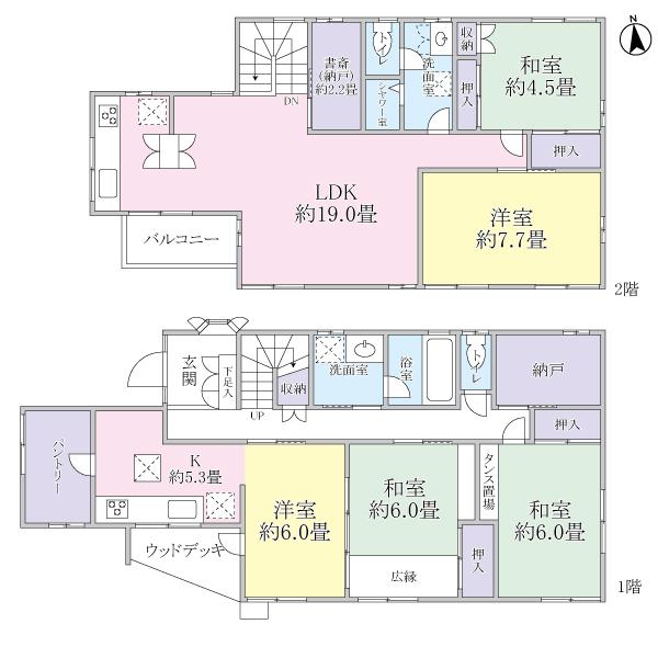 Floor plan. 77,800,000 yen, 5LDKK + 3S (storeroom), Land area 198.33 sq m , Building area 147.21 sq m