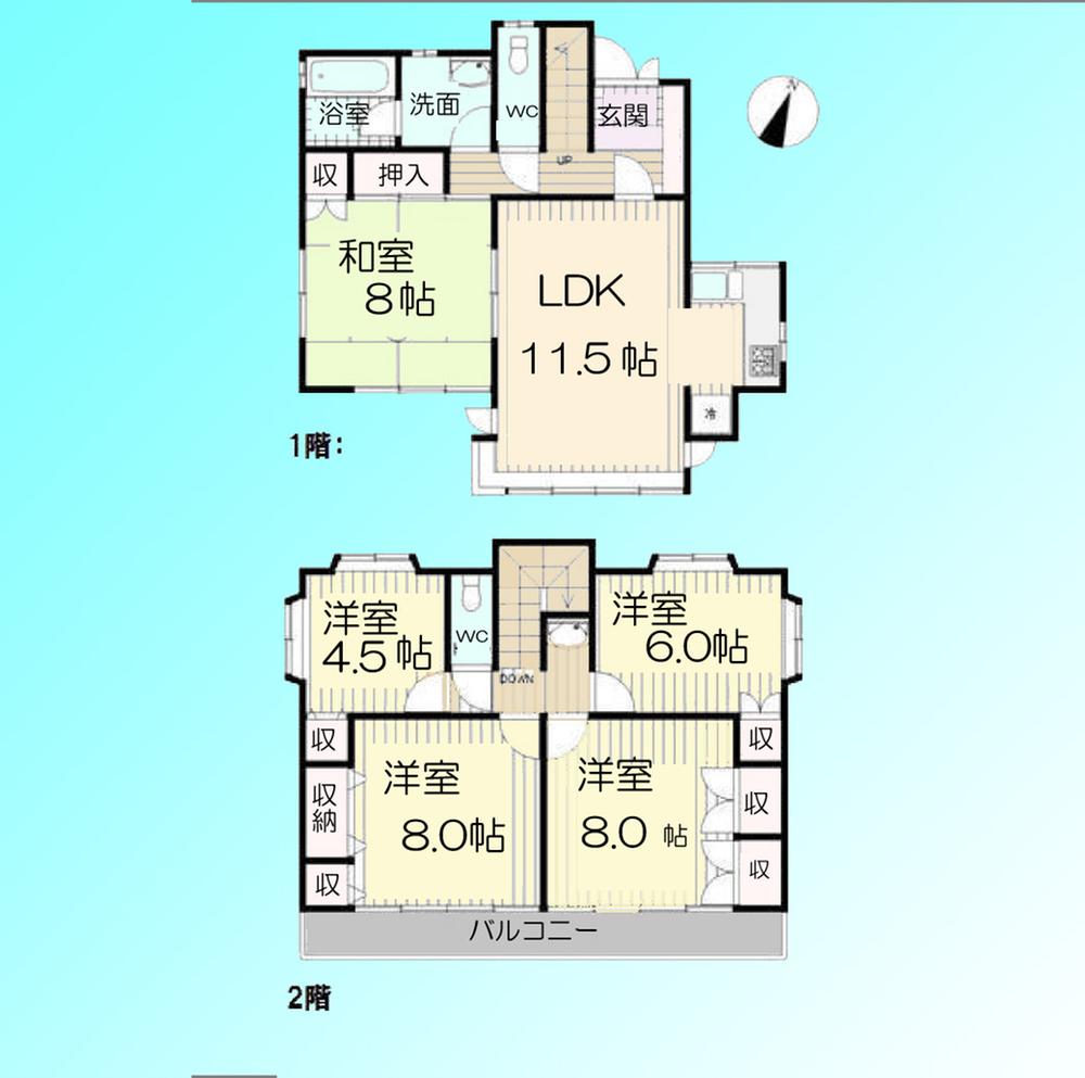 Floor plan. 36,300,000 yen, 5LDK, Land area 112.61 sq m , Building area 108.96 sq m