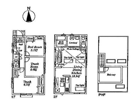 Floor plan. (3 Building), Price 51,900,000 yen, 3LDK, Land area 88.66 sq m , Building area 85.75 sq m