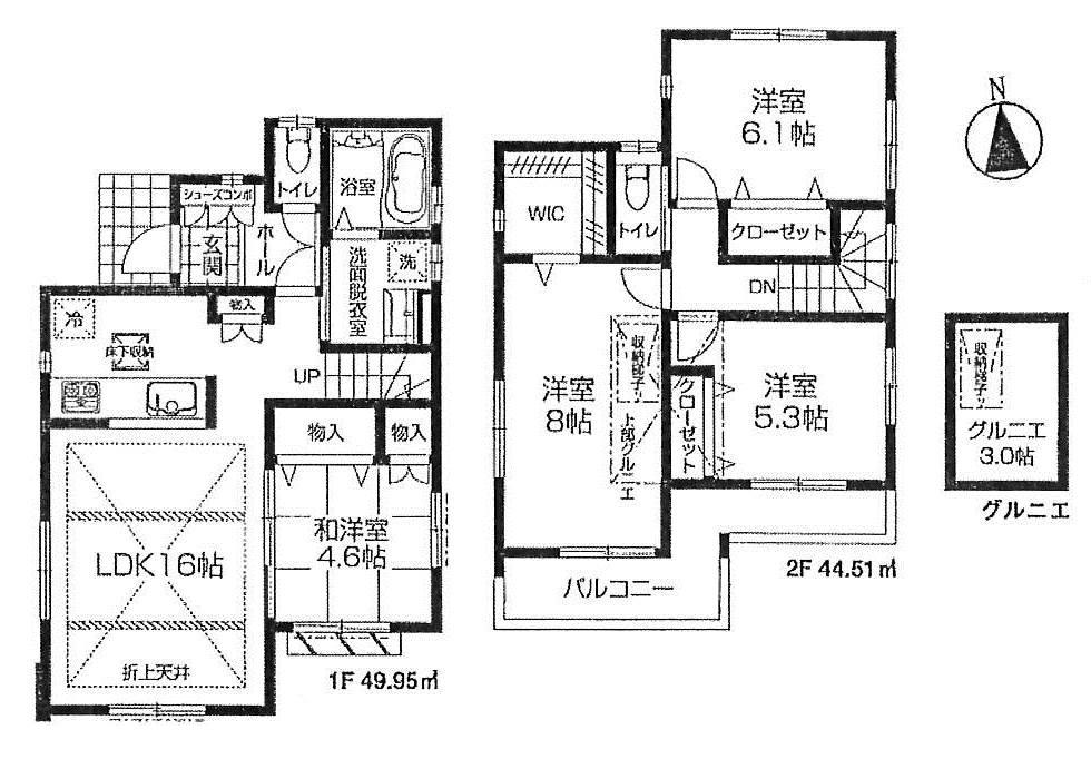 Floor plan. 54,800,000 yen, 4LDK, Land area 100 sq m , Building area 94.46 sq m
