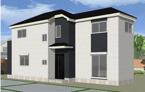 Rendering (appearance). Stylish appearance with white and black two colors of siding.