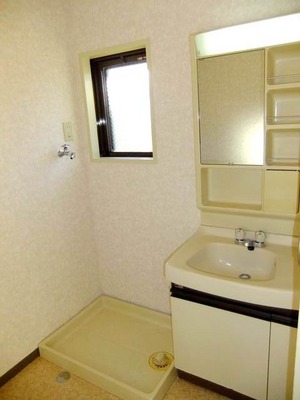 Washroom. Washroom with a window (vanity and Laundry Area)