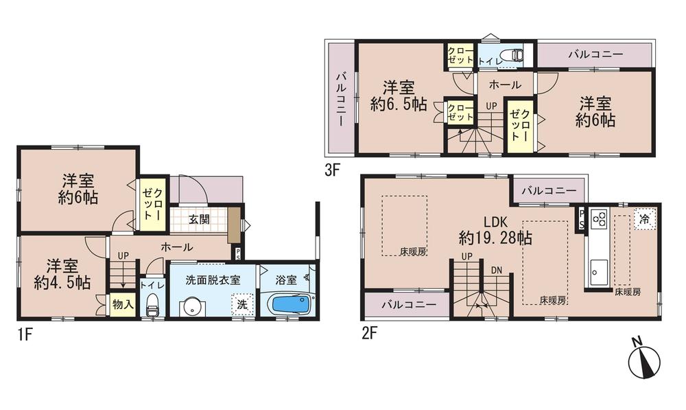 Floor plan. Price 58,800,000 yen, 4DK, Land area 81.44 sq m , Building area 105.3 sq m