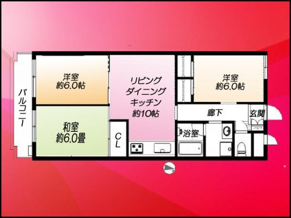 Floor plan. 3LDK, Price 19,800,000 yen, Footprint 58.3 sq m , Balcony area 4.83 sq m