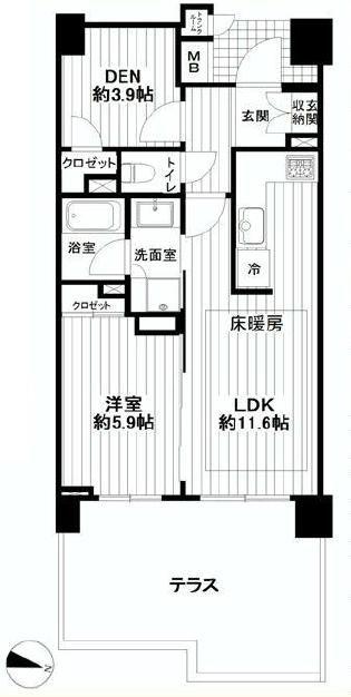 Floor plan. 1LDK, Price 27,800,000 yen, Occupied area 48.98 sq m
