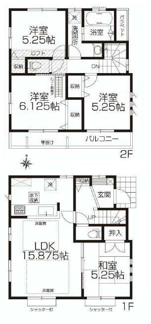 Floor plan. 51,800,000 yen, 4LDK, Land area 89.75 sq m , Building area 89.02 sq m