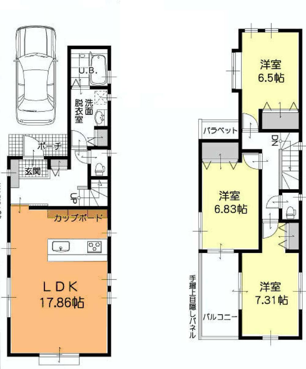 Floor plan. Price 44,800,000 yen, 3LDK, Land area 87.41 sq m , Building area 93.46 sq m