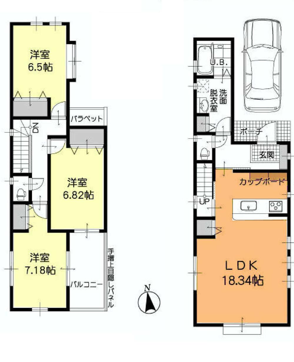 Floor plan. Price 42,800,000 yen, 3LDK, Land area 88.18 sq m , Building area 92.86 sq m