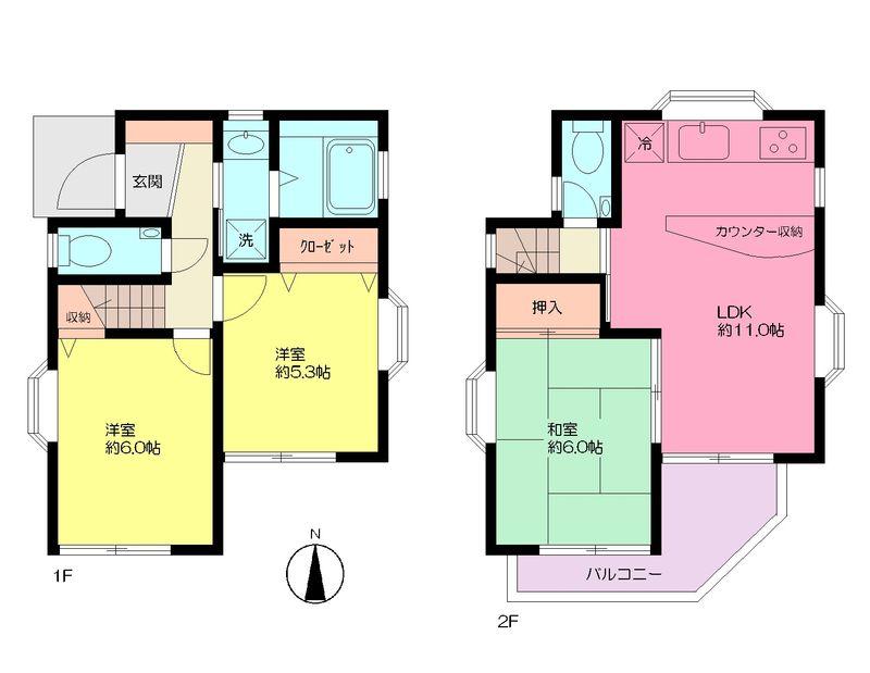Floor plan. 36,800,000 yen, 3LDK, Land area 66.48 sq m , Building area 65.12 sq m Shakujii Park Detached