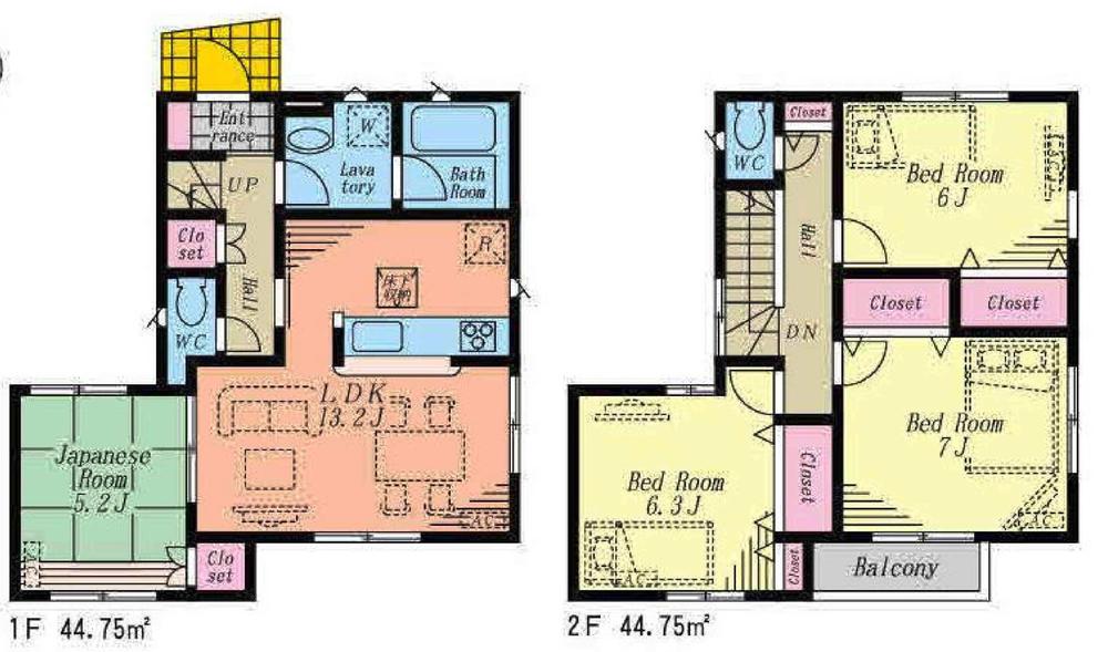 Floor plan. Price 42,800,000 yen, 4LDK, Land area 94.35 sq m , Building area 89.5 sq m