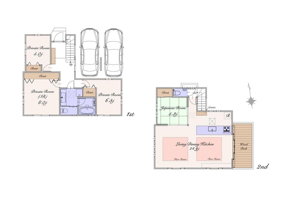 Floor plan. Price 72,800,000 yen, 3LDK+S, Land area 105.54 sq m , Building area 120.05 sq m