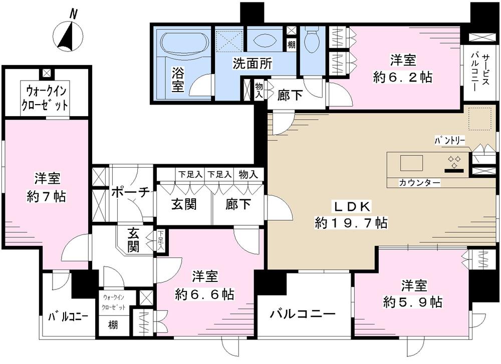 Floor plan. 4LDK, Price 49,800,000 yen, Footprint 106.69 sq m , Balcony area 9.4 sq m