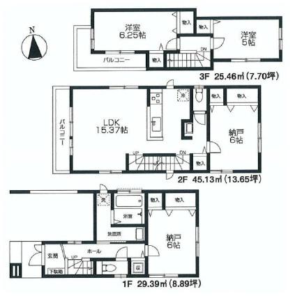 Floor plan. (1 Building), Price 46,800,000 yen, 4LDK, Land area 75.25 sq m , Building area 99.98 sq m