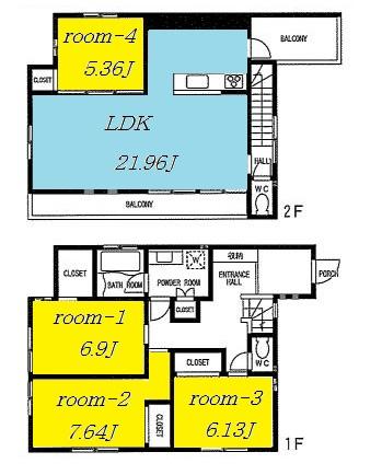 Floor plan. (B section), Price 52,800,000 yen, 2LDK+2S, Land area 132.86 sq m , Building area 112.73 sq m