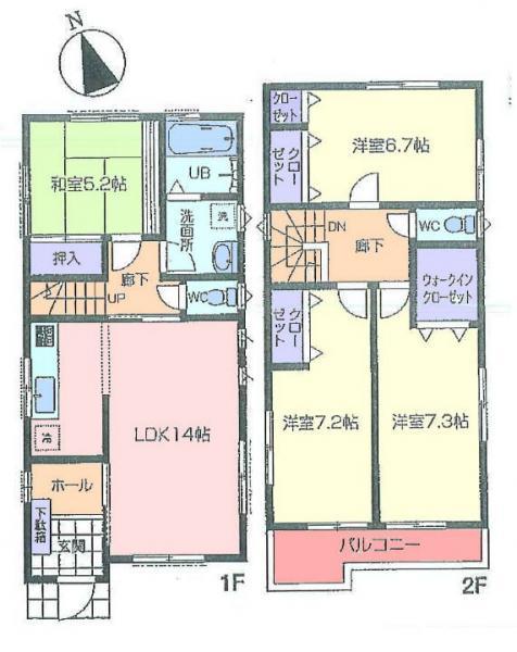 Floor plan. 48,800,000 yen, 4LDK, Land area 115.89 sq m , Building area 101.02 sq m