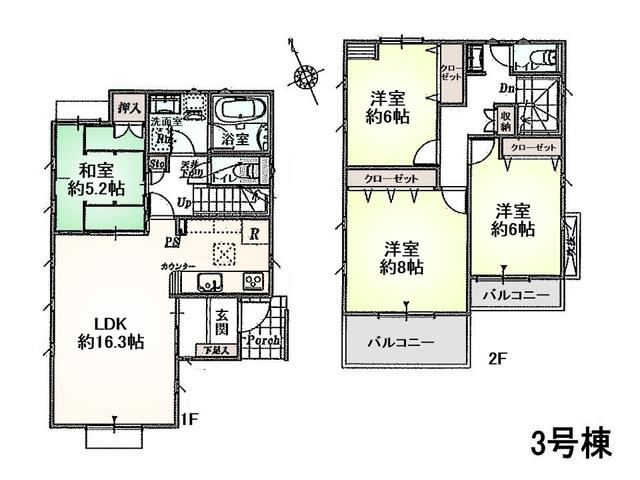 Floor plan. 55,900,000 yen, 4LDK, Land area 114.5 sq m , Building area 103.1 sq m 3 Building Floor plan